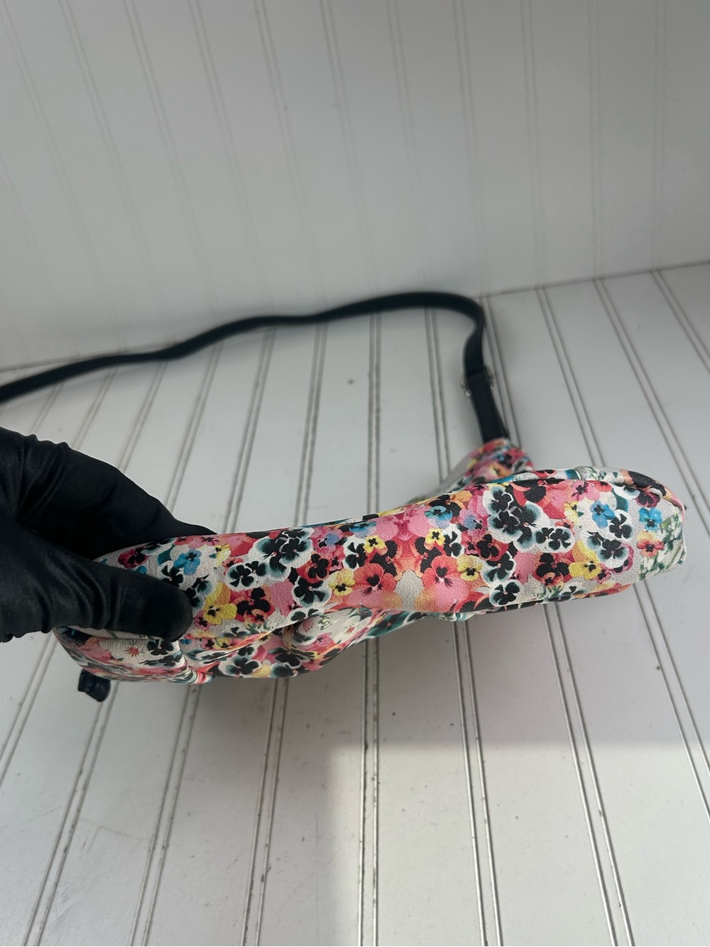 Nicole by Nicole Miller Vintage Y2K Mulyi Floral Shoulder Bag Black Strap - Picture 10 of 12